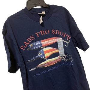 NWT Vintage Bass Pro Shops Fishing Lures American Flag Tee